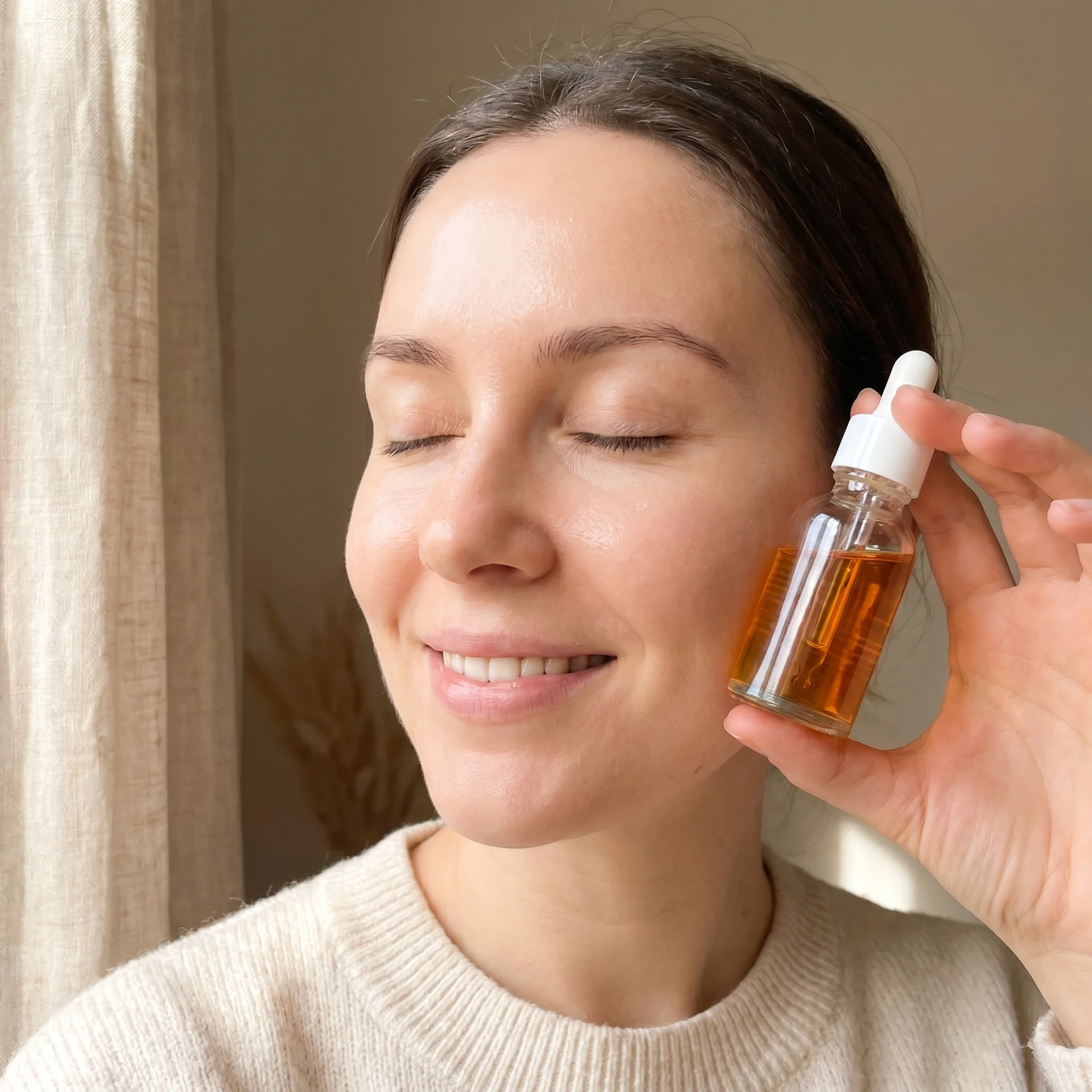 Brightening facial treatment with Vitamin C serum being applied for a glowing complexion