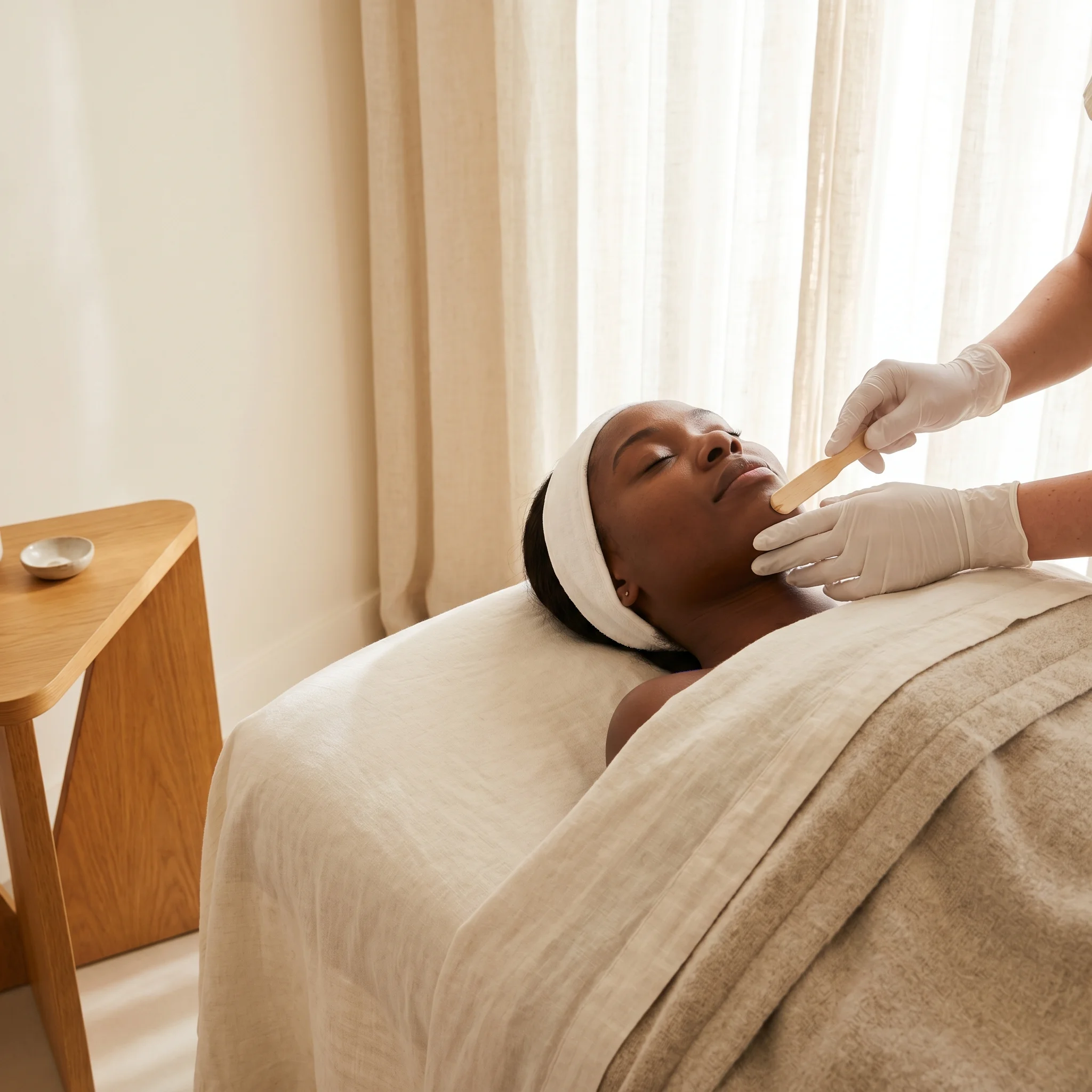 Chin waxing treatment for smooth, clean skin along the chin and jaw
